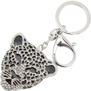 ✨ Rhinestone Leopard Head Keychain – Sparkly Bag Charm